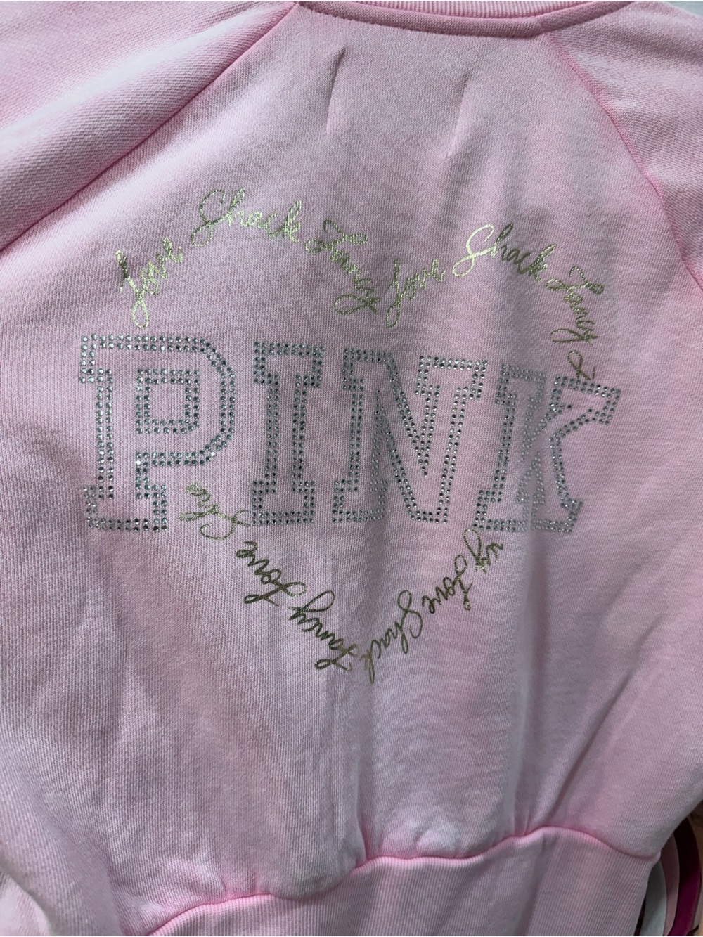 PINK X Loveshack Fancy crop zippered jacket with rhinestone dog, small, SOLD OUT